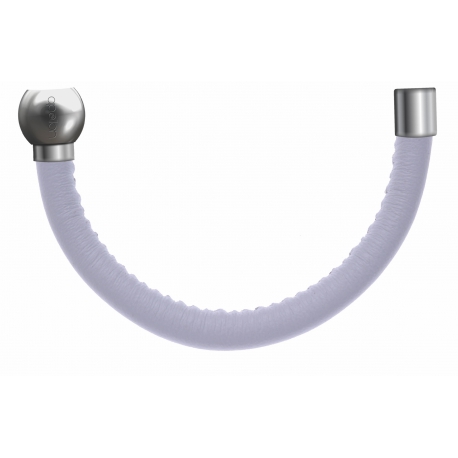 Apollon - Collection MiX - Bracelet acier (moitié) cuir italien blanc - diamètre 5mm - longueur 9,25cm