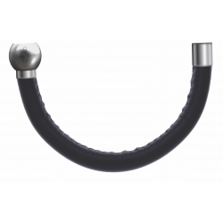 Apollon - Collection MiX - Bracelet acier (moitié) cuir italien noir - diamètre 5mm - longueur 9,25cm