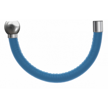 Apollon - Collection MiX - Bracelet acier (moitié) cuir italien turquoise - diamètre 5mm - longueur 9,25cm