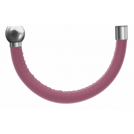 Apollon - Collection MiX - Bracelet acier (moitié) cuir italien rose - diamètre 5mm - longueur 9,25cm