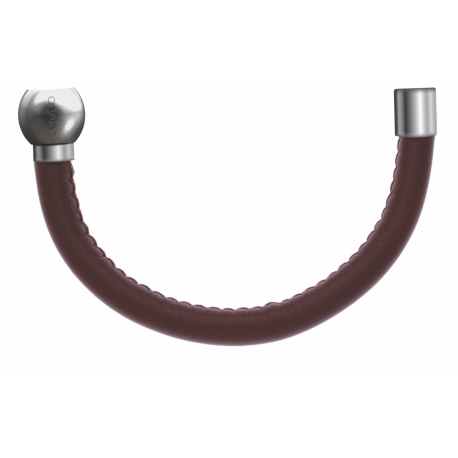 Apollon - Collection MiX - Bracelet acier (moitié) cuir italien marron - diamètr