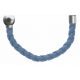 Apollon - Collection MiX - Bracelet acier (moitié) cuir tressé italien bleu clair - diamètre 5mm - longueur 9,25cm