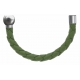 Apollon - Collection MiX - Bracelet acier (moitié) cuir tressé italien vert clair - diamètre 5mm - longueur 9,25cm