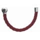 Apollon - Collection MiX - Bracelet acier (moitié) cuir tressé italien rouge - diamètre 5mm - longueur 9,25cm