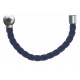 Apollon - Collection MiX - Bracelet acier (moitié) cuir tressé italien bleu foncé - diamètre 5mm - longueur 9,25cm