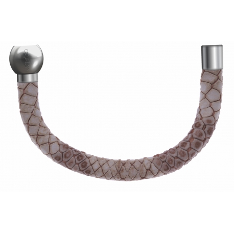 Apollon - Collection MiX - Bracelet acier (moitié) cuir italien impression peau de serpent - diamètre 5mm - longueur 9,25cm