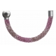 Apollon - Collection MiX - Bracelet acier (moitié) cuir italien impression peau de serpent rose - diamètre 5mm - longueur 9,25cm