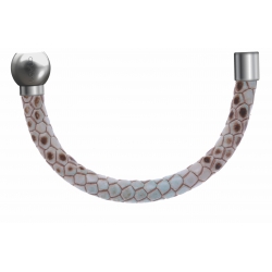 Apollon - Collection MiX - Bracelet acier (moitié) cuir italien impression peau de serpent vert - diamètre 5mm - longueur 9,25cm