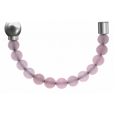 Apollon - Collection MiX - Bracelet acier (moitié) quartz rose - diamètre 6mm - longueur 9,25cm