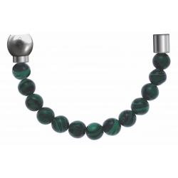 Apollon - Collection MiX - Bracelet acier (moitié) malachite - diamètre 6mm - longueur 9,25cm