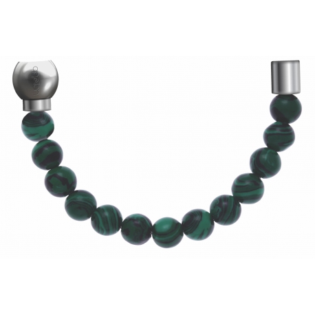 Apollon - Collection MiX - Bracelet acier (moitié) malachite - diamètre 6mm - longueur 9,25cm