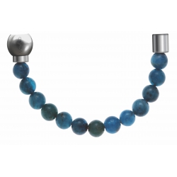 Apollon - Collection MiX - Bracelet acier (moitié) apatite - diamètre 6mm - longueur 9,25cm