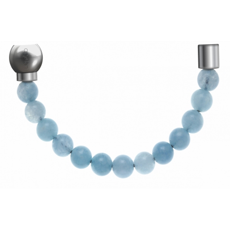 Apollon - Collection MiX - Bracelet acier (moitié) jade teinté en bleu - diamètre 6mm - longueur 9,25cm