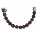 Apollon - Collection MiX - Bracelet acier (moitié) agate teintée en rouge, bronzite,pierre de soleil-diamètre 6mm-longueur9,25cm