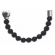 Apollon - Collection MiX - Bracelet acier (moitié) onyx - diamètre 6mm - longueur 9,25cm