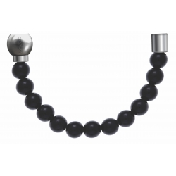 Apollon - Collection MiX - Bracelet acier (moitié) onyx - diamètre 6mm - longueur 9,25cm