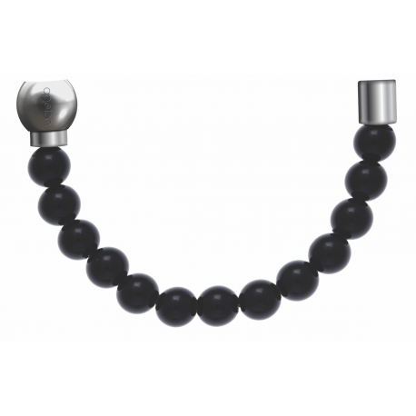 Apollon - Collection MiX - Bracelet acier (moitié) onyx - diamètre 6mm - longueur 9,25cm