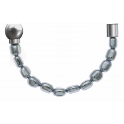 Apollon - Collection MiX - Bracelet acier (moitié) hématite enrobé - diamètre 6mm - longueur 9,25cm