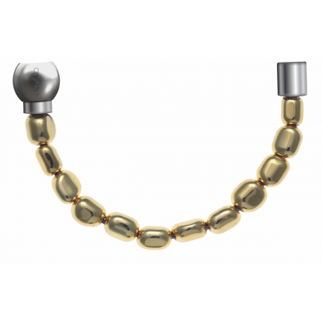Apollon - Collection MiX - Bracelet acier (moitié) hématite enrobé (doré) - diamètre 6mm - longueur 9,25cm