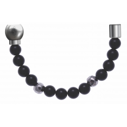 Apollon - Collection MiX - Bracelet acier (moitié) onyx - composants acier - longueur 9,25cm