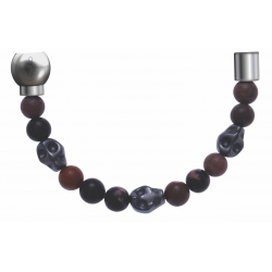 Apollon - Collection MiX - Bracelet acier (moitié) rhodonite - composants acier - longueur 9,25cm