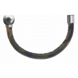 Apollon - Collection MiX - Bracelet acier (moitié) cuir italien impression militaire kaki, jaune - diamètre 5mm-longueur 9,25cm