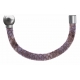 Apollon - Collection MiX - Bracelet acier (moitié) cuir italien impression peau de serpent violet- diamètre 5mm-longueur 9,25cm