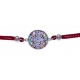 Bracelet acier - nacre - émail - coton rouge - 17+3cm