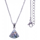 Collier en acier - nacre - émail - petit volume - diamètre 1,5cm - longueur 38+5cm