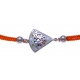 Bracelet acier - nacre - émail - coton orange - 17+3cm