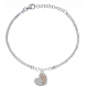 Bracelet argent rhodié 2,8g - 2 tons - rhodié et rosé - 2 fils - cur et pied bébé