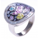 Bague en acier - papillon - nacre - émail - T52 à T62
