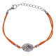 Bracelet acier - nacre - émail - coton orange - 17+3cm