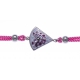 Bracelet acier - nacre - émail - coton rose - 17+3cm