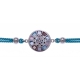 Bracelet acier - nacre - émail - coton bleu clair - 17+3cm