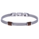 Bracelet acier - 3 cables acier - corde nautique marron - 19,5+1,5cm - réglable