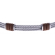 Bracelet acier - 3 cables acier - corde nautique marron - 19,5+1,5cm - réglable