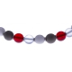 Bracelet acier - verre de murano - tons rouges,blancs et gris - 19+4cm