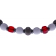 Bracelet acier - verre de murano - tons rouges,blancs et gris - 19+4cm