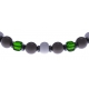 Bracelet acier - verre de murano - tons verts,blancs et gris - 19+4cm