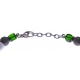 Bracelet acier - verre de murano - tons verts,blancs et gris - 19+4cm