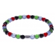 Bracelet acier - verre de murano - tons verts,blancs et noir et rouge - élastique - 20cm