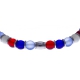 Bracelet acier - verre de murano - tons rouge, bleu, blanc - élastique - 20cm