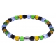 Bracelet acier - verre de murano - tons bleu clair, jaune, vert, noir - élastique - 20cm