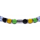 Bracelet acier - verre de murano - tons bleu clair, jaune, vert, noir - élastique - 20cm