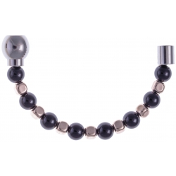 Apollon - Collection MiX - Moitié - onyx 6mm - hématite rosé enrobée - longueur 9,25cm