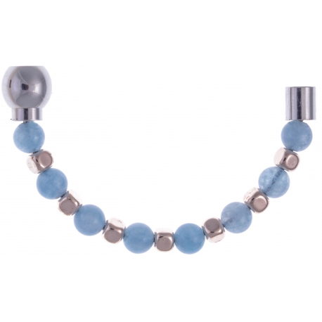 Apollon - Collection MiX - Moitié - jade teintée bleue 6mm - hématite rosé enrobée - longueur 9,25cm