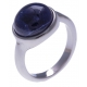 Bague en acier - cabochon sodalite 13mm - T50 à 60