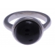 Bague en acier - cabochon onyx  - 13mm - T50 à 60