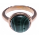 Bague en acier rosé - cabochon malachite  - 13mm - T50 à 60